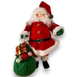 Vintage Santa Claus Figurine Red Suit Toys 13”